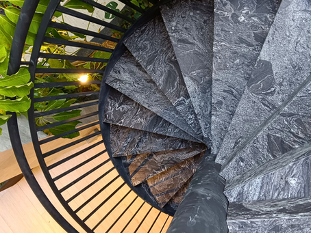 Granite Staircase - Forest Black Leather