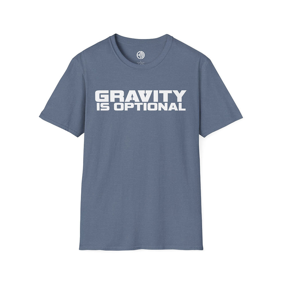 Thumbnail: "Gravity is Optional" White Text Unisex Softstyle Tee