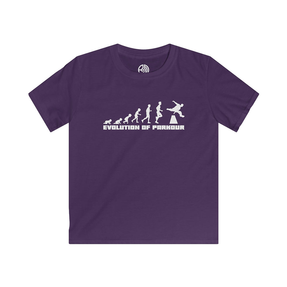 Thumbnail: "Evolution of Parkour" Kids Softstyle Tee