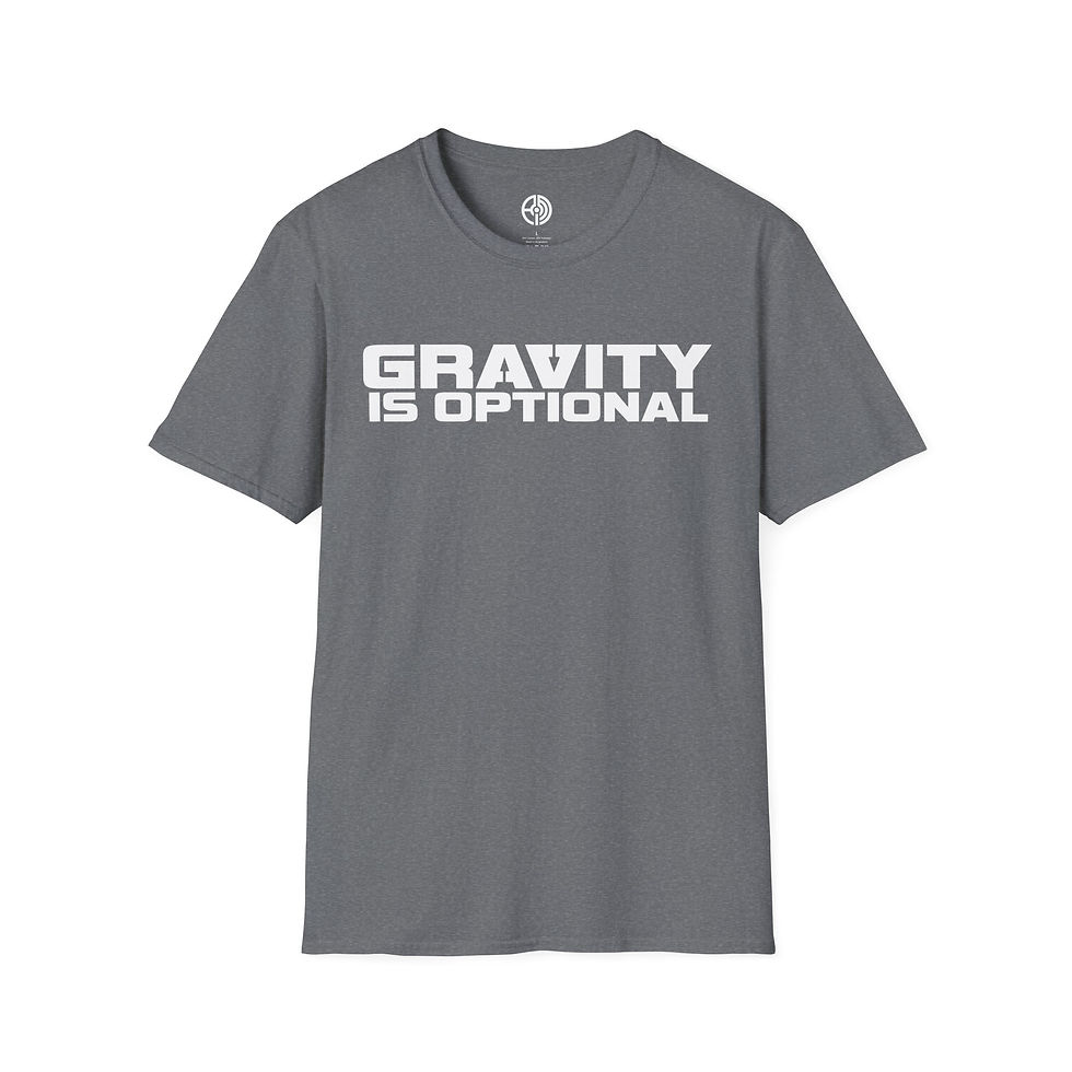 Thumbnail: "Gravity is Optional" White Text Unisex Softstyle Tee