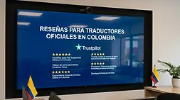 Reseñas de clientes en Colombia sobre traductores oficiales y servicios de traducción certificada de Altus Traducciones, destacando su calidad y confiabilidad