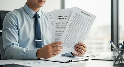 Cliente satisfecho recibe sus traducciones técnicas certificadas de Altus Traducciones en Colombia, con precisión terminológica y entrega puntual.