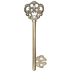 long thin gold skeleton key