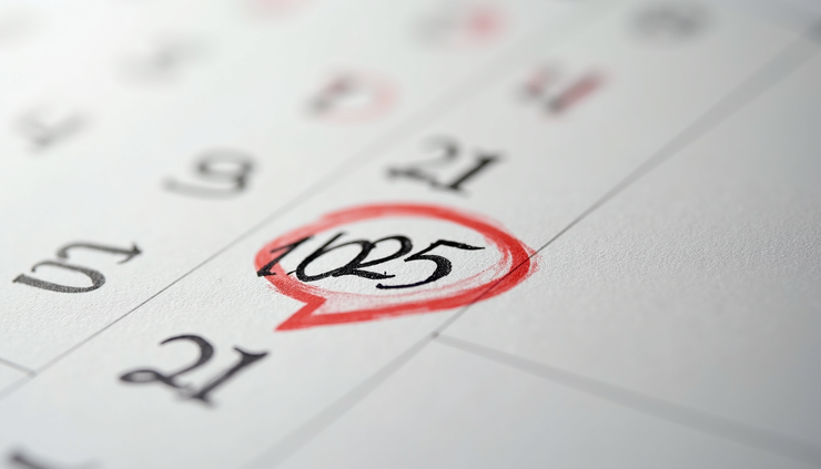 Close-up view of a calendar showing the date 13 October 2025 marked with a reminder