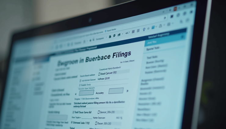 Close-up view of a computer screen showing a UK government website form for company filings