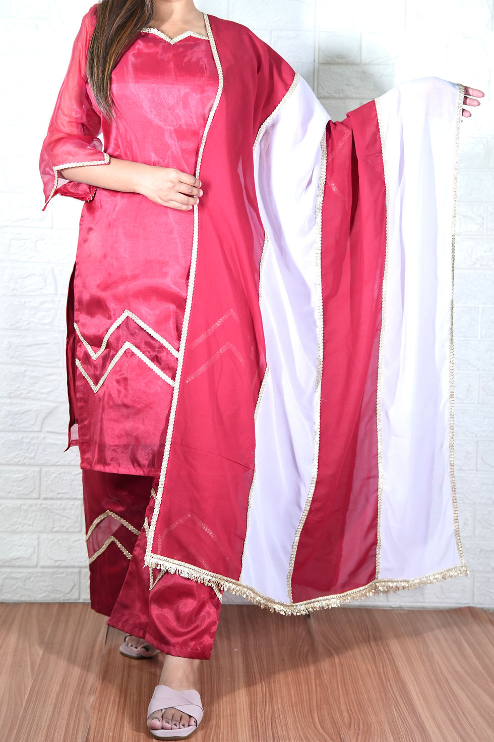 Thumbnail: Designer Plazo Kurti with Dual-color Dupatta