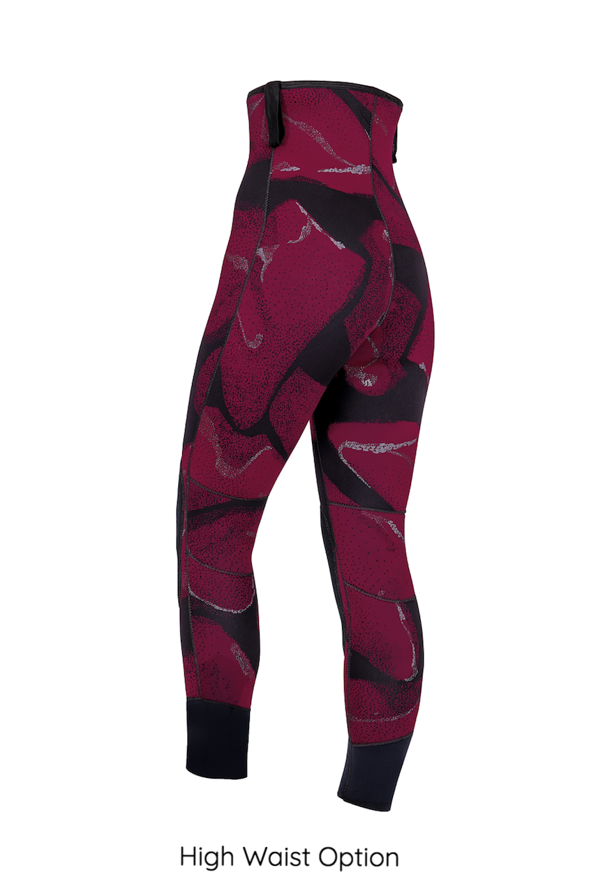 Thumbnail: Women-Spearfishing-Freedive-Wetsuit-High-Waist-Trousers-3mm-5mm-7mm-Yamamoto-38-Maroon-Camo-New-Zealand
