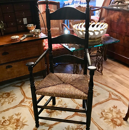 18th C Ebonized Chair with mushroom cap handholds