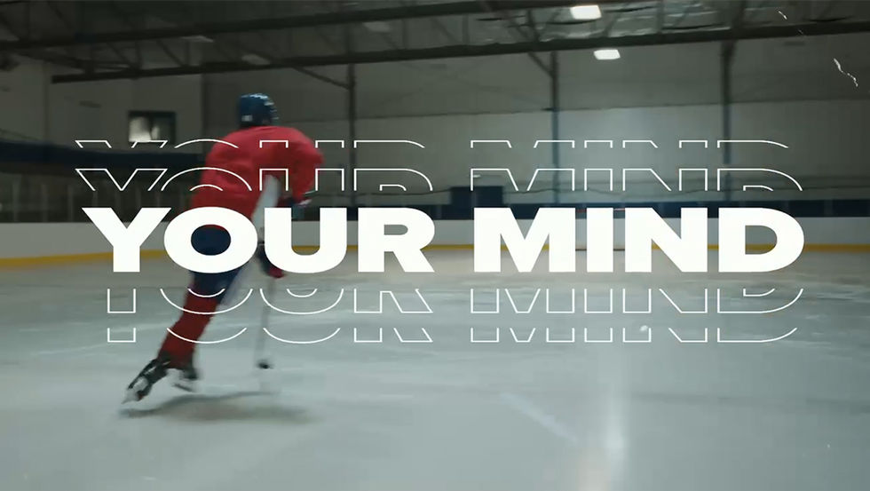 Lane Hutson skating on ice for Relax downlow drink commercial