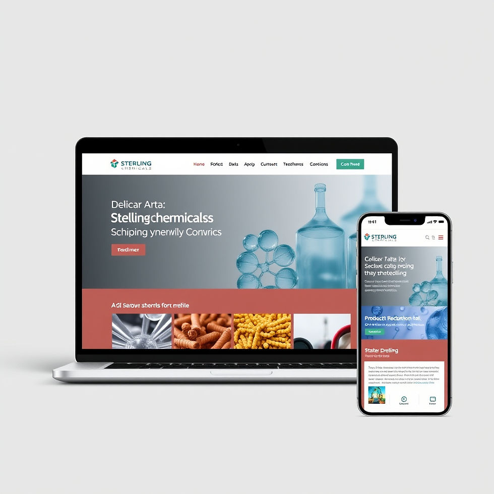 Sterling Chemicals – Corporate Website laptop + mobile mockups of the website with chemica