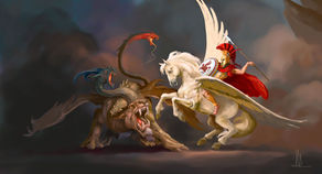 Quimera lucha contra Pegaso. (Post de: elfos y Pegaso...)