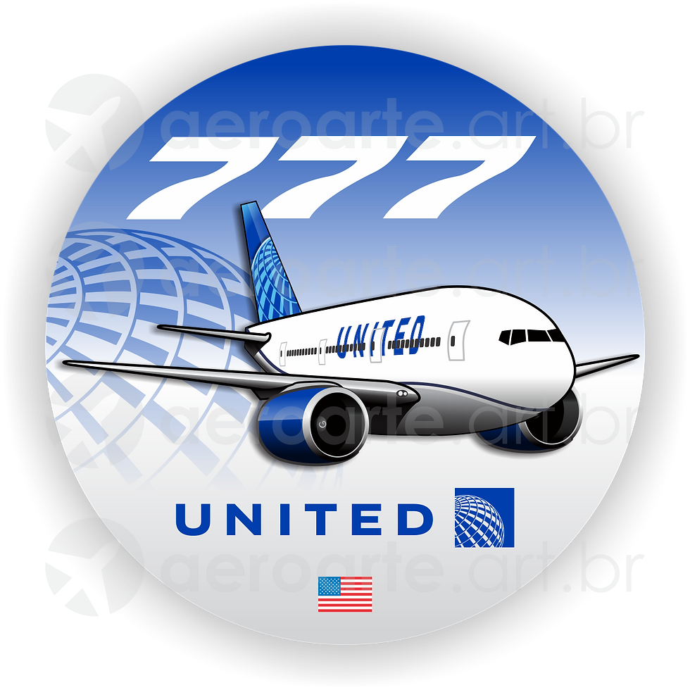 Boeing 777-200 United Airlines round sticker