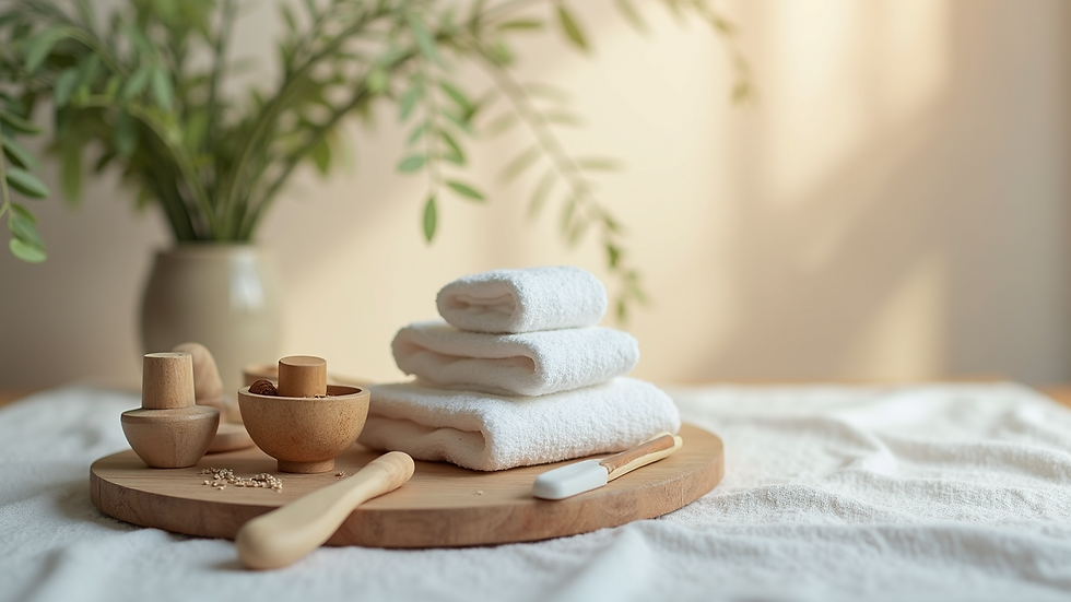Close-up of calming therapy tools arranged neatly
