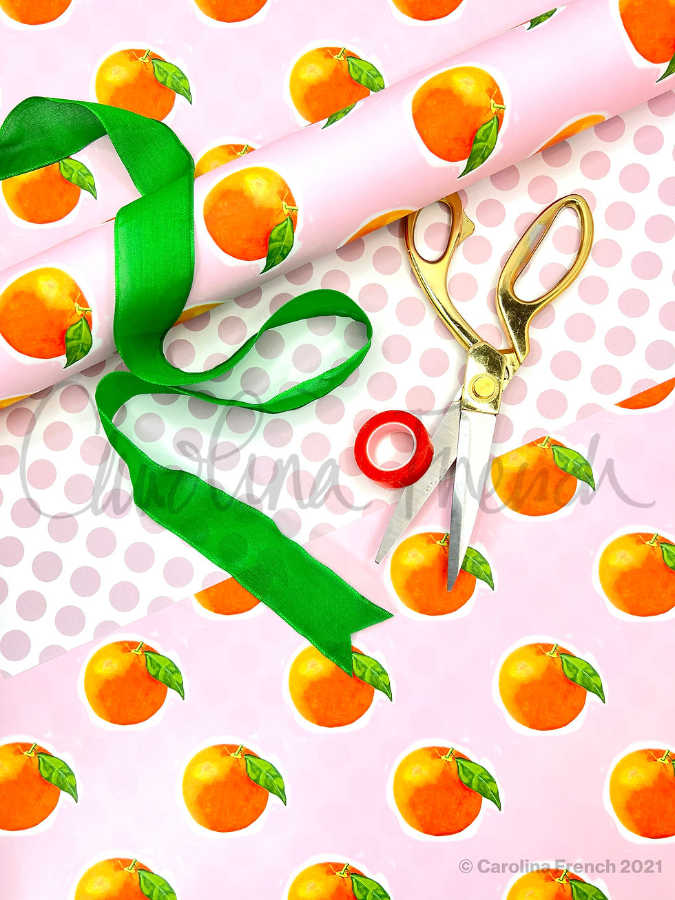 Orange/Pink Polka Dots Wrap Sheet Reverse View