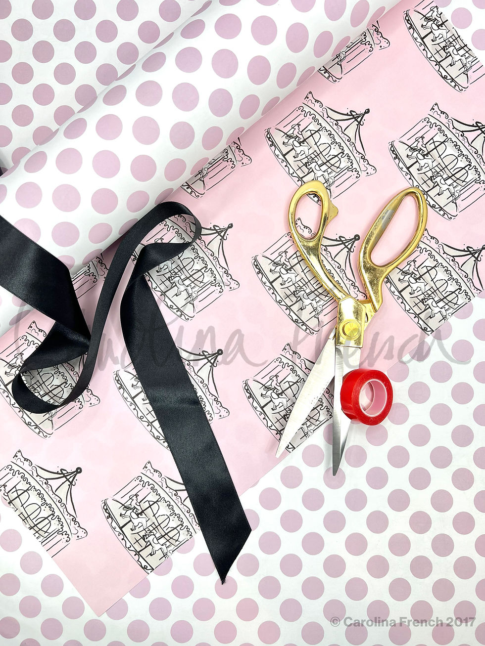 Carousel/Pink Polka Dots Front View