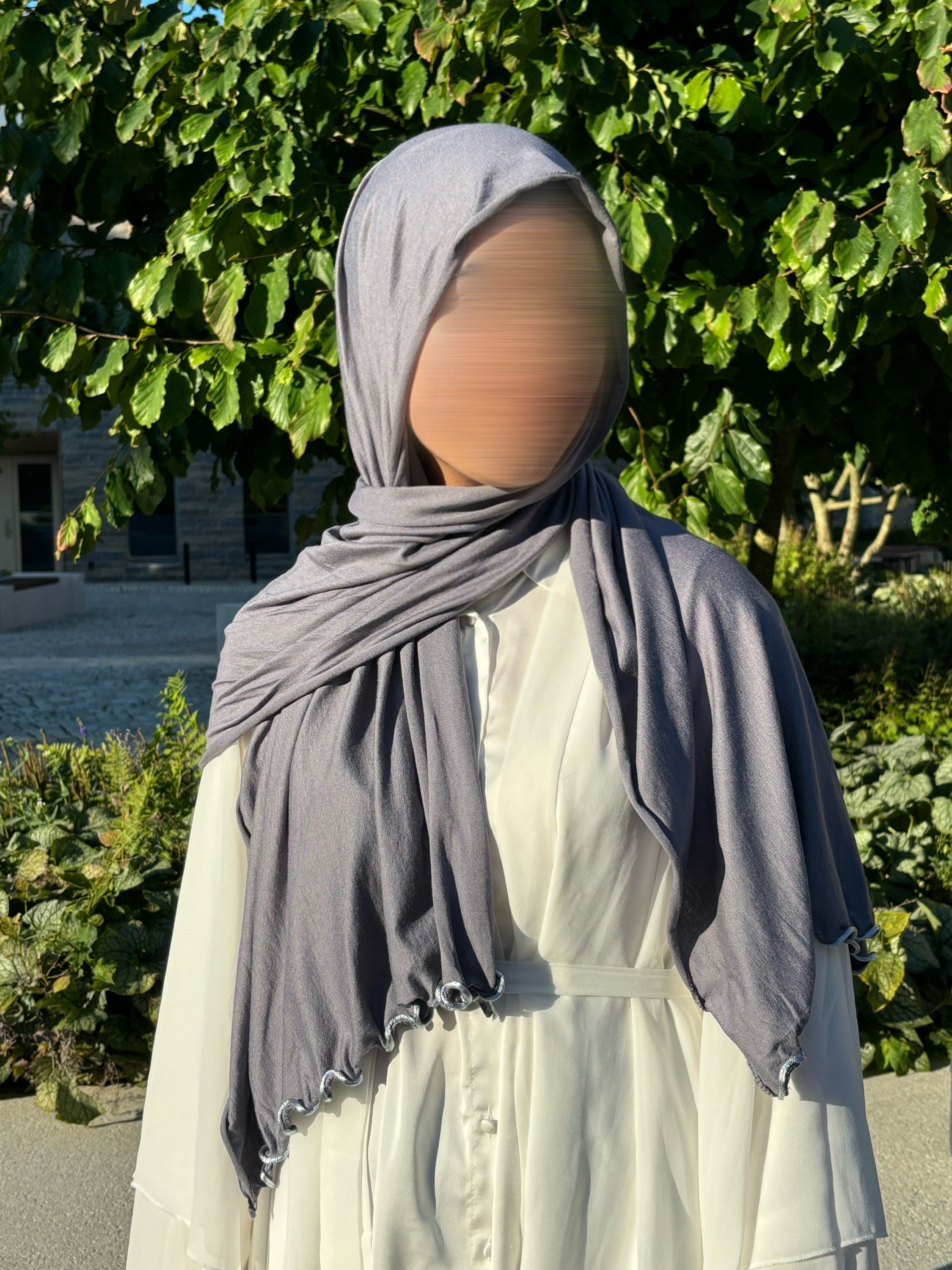 Jersey Line Hijab Grau