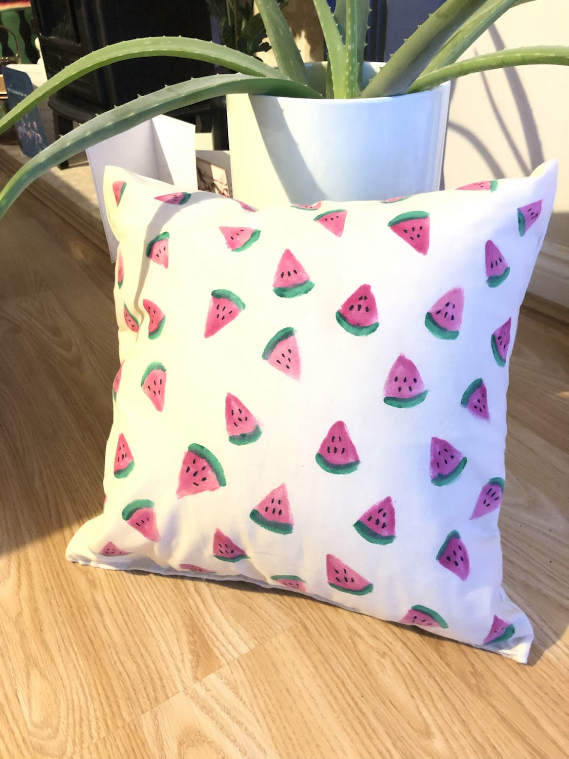 Watermelon - hand painted cushion