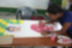 Painting her own portrait in one of our workshops led by artist Vandana Kothari during her Teaching Fellowship in 2016-17