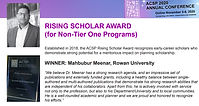 Meenar - ACSP rising scholar award 2020.