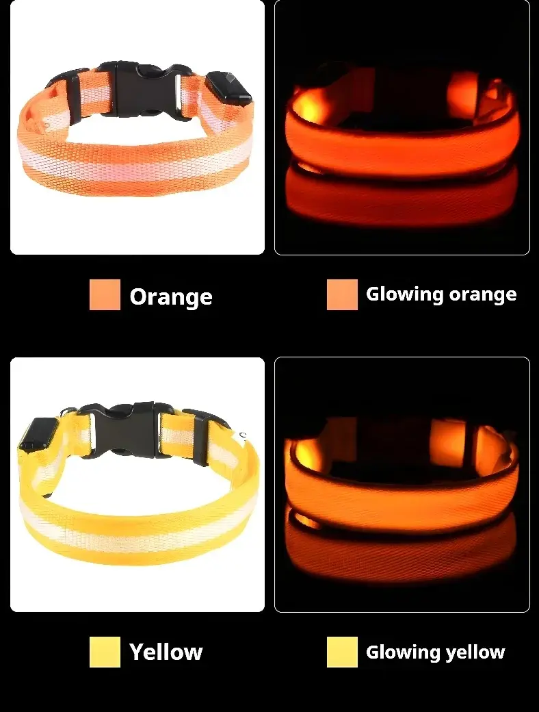 Thumbnail: Dog Collar Nylon LED Night Safety Flashing Glow In The Dark Pet Dog Leash pet Do