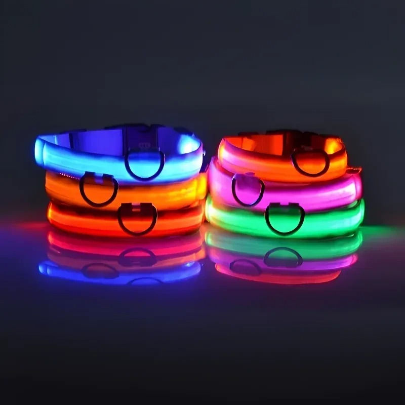 Thumbnail: Dog Collar Nylon LED Night Safety Flashing Glow In The Dark Pet Dog Leash pet Do