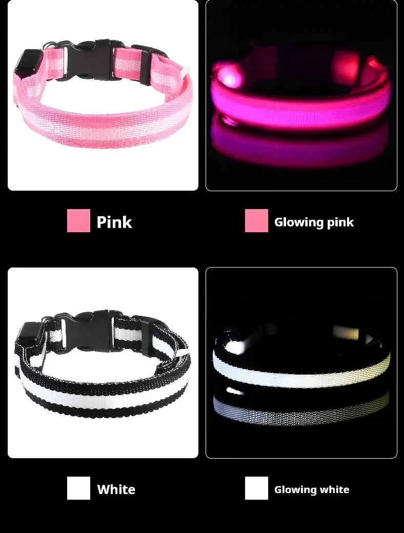 Thumbnail: Dog Collar Nylon LED Night Safety Flashing Glow In The Dark Pet Dog Leash pet Do