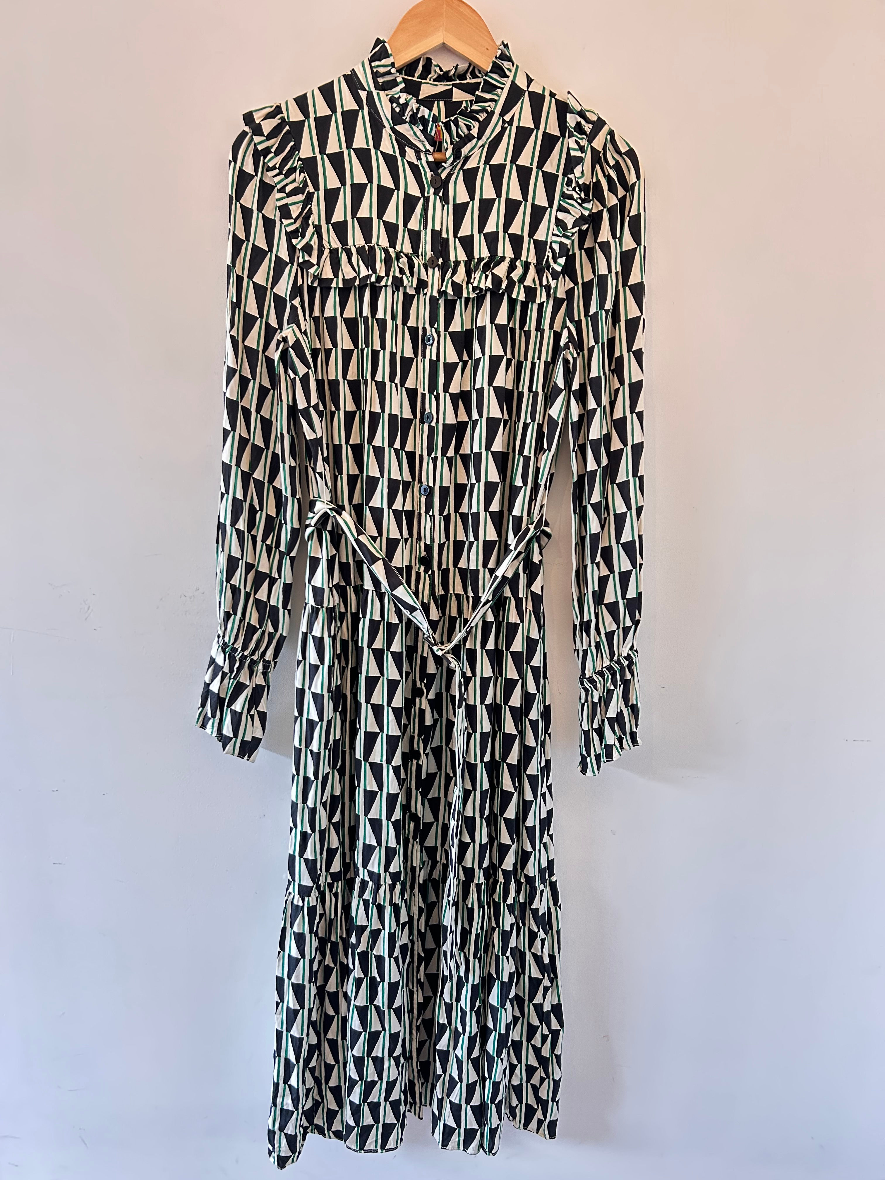 Kitri Mandy Green Tile Print Maxi Dress size 12