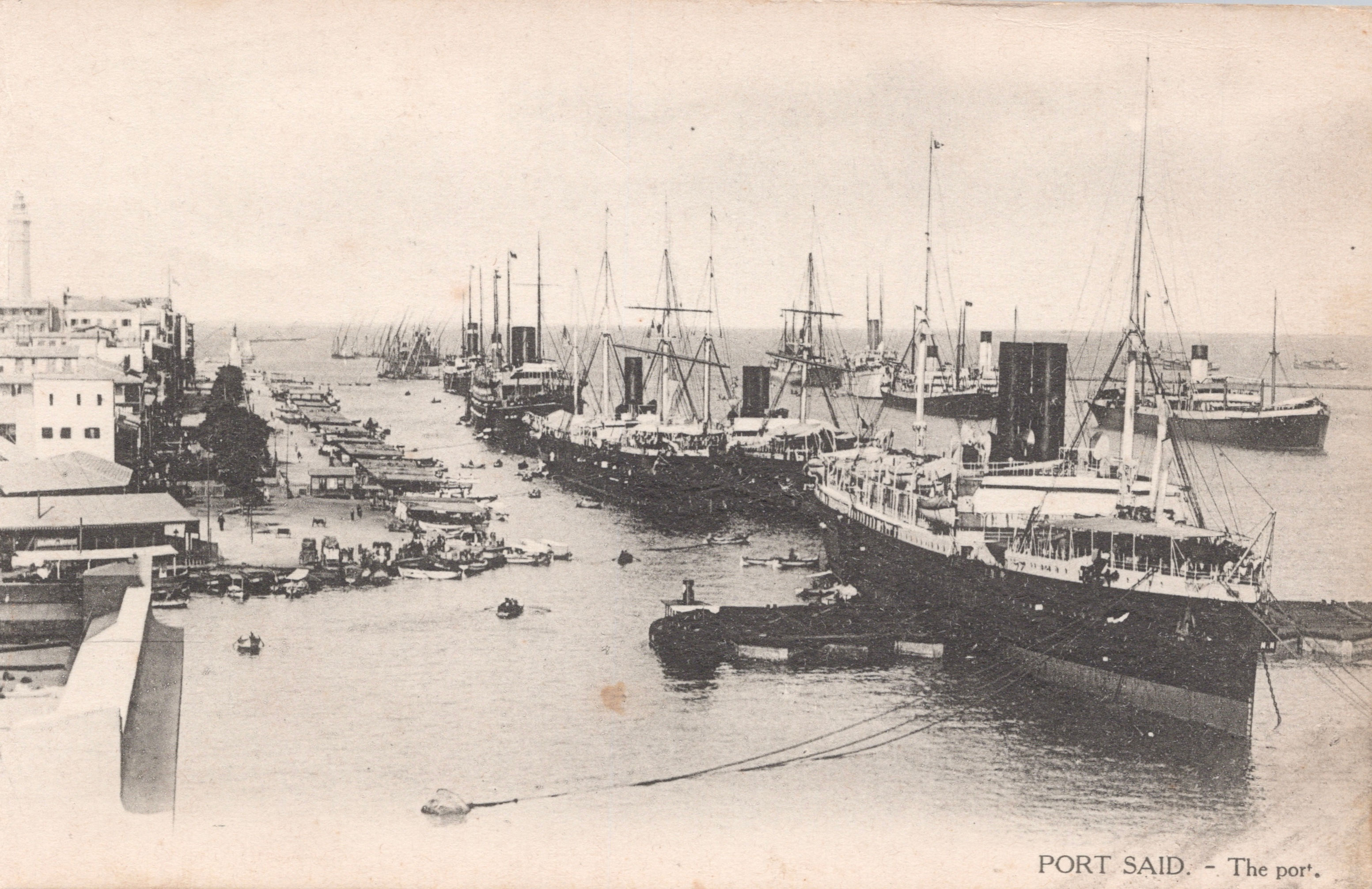 PC02 PC02027 – Port Said Ships at the Harbour Entrance