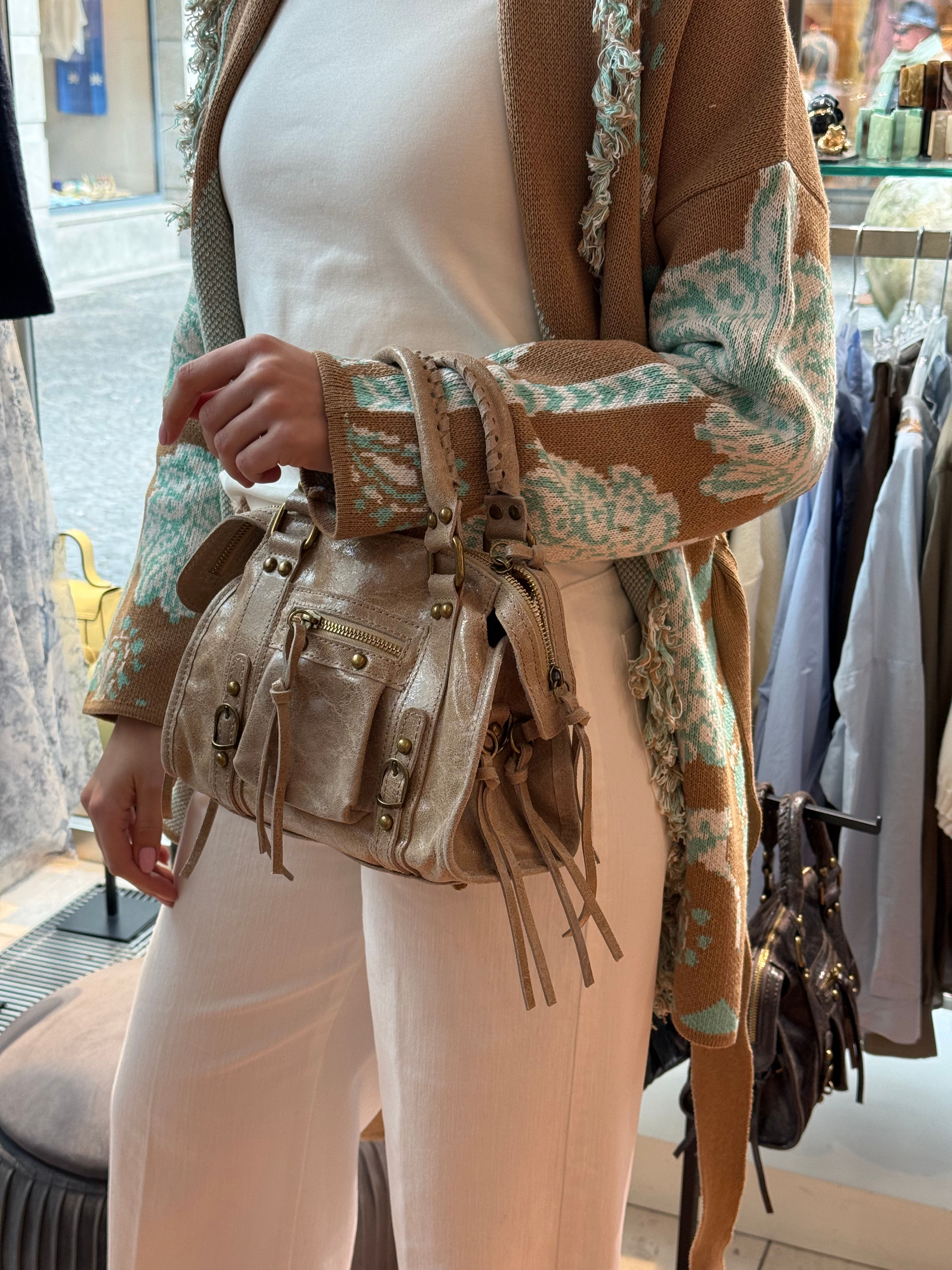 Ledertasche in beige 