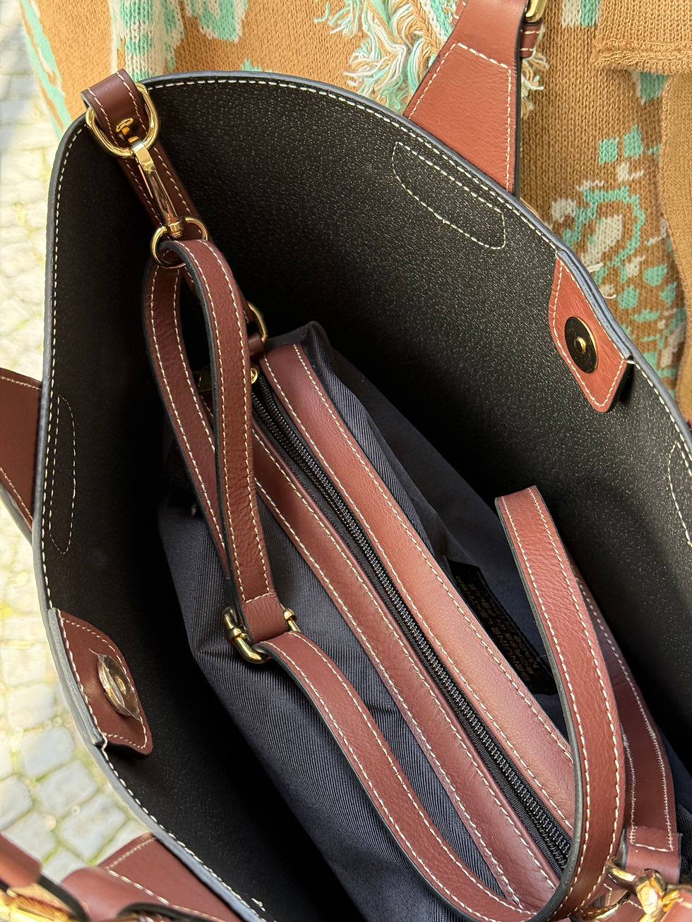 Miniaturbild: Ledertasche Taupe/Braun 