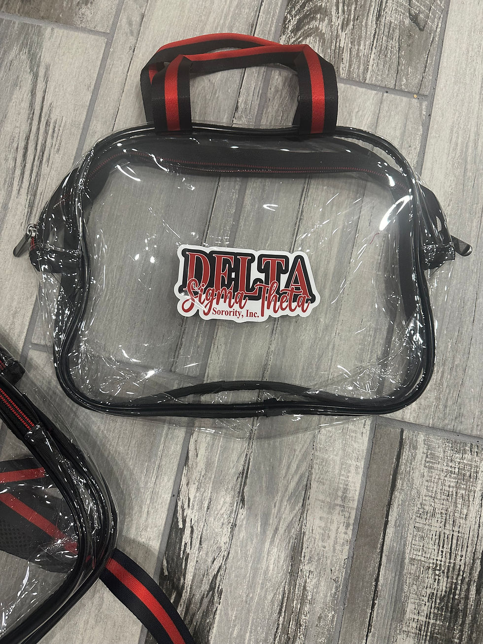 Thumbnail: Clear Delta Sigma Theta Backpack and Cosmetic Case