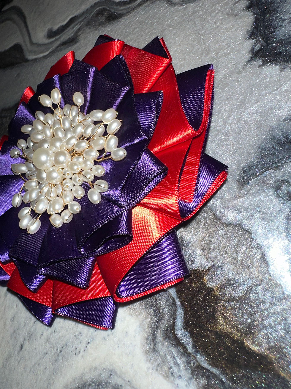 Thumbnail: Purple/Red Multi Satin Corsage Brooch