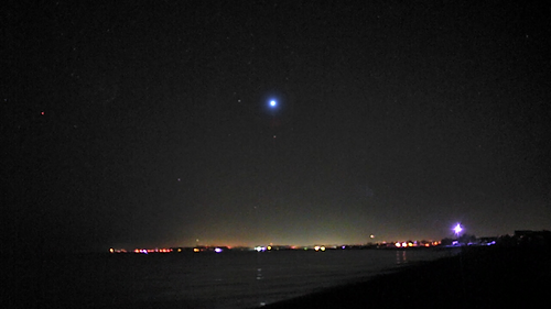TR-3B black triangle UFO Stealthily Cloaked as 3 Stars over the Sea