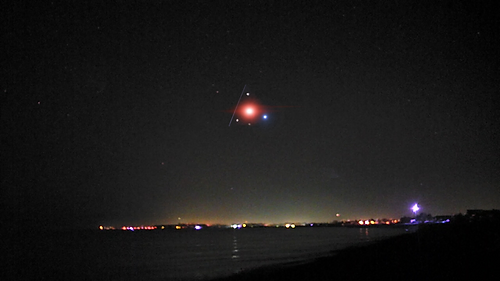 TR-3B black triangle UFO Stealthily Cloaked as 3 Stars over the Sea