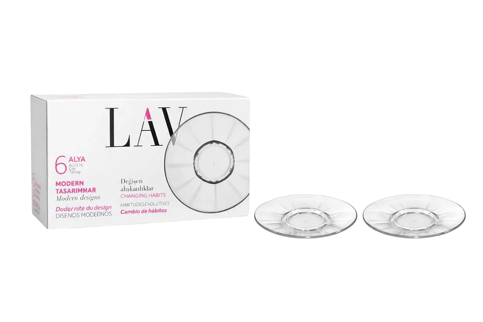 Lav Alya Cam Çay Tabağı 6’lı Set