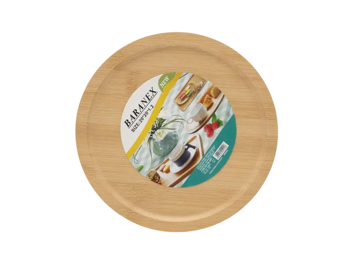 Bambu Yuvarlak Servis Tepsisi Sunum Tabağı