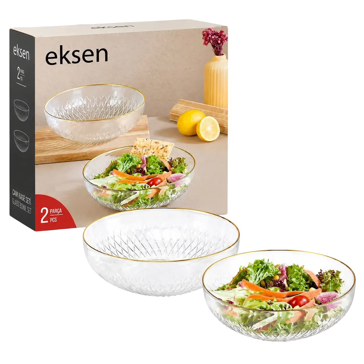 Eksen 2 Parça Cam Kase Seti