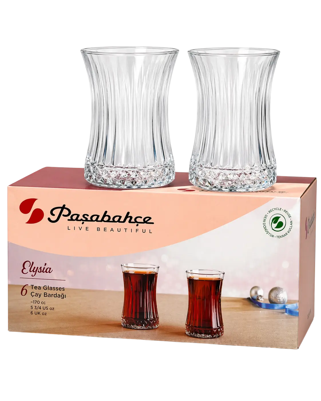 Paşabahçe Elysia Çay Bardağı 170 cc 6'lı Cam Çay Bardağı Seti