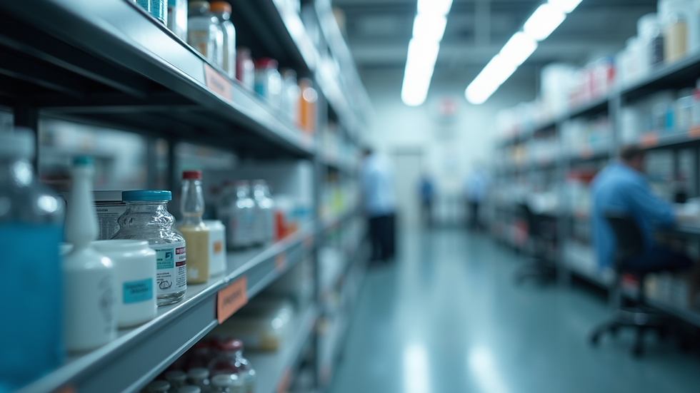 Eye-level view of laboratory equipment for supplement production