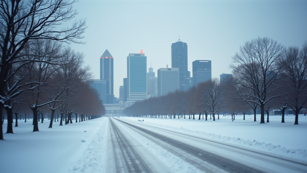 Eye-level view of the Montreal skyline during winter