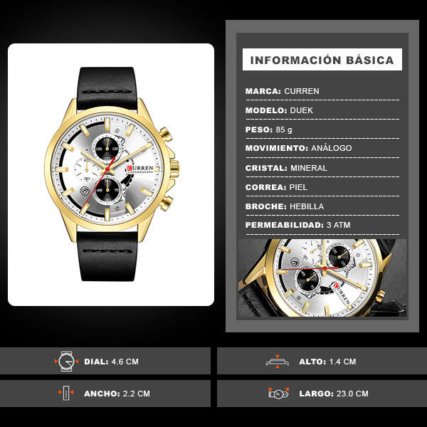 Miniatura: Reloj Curren Análogo Duek Negro
