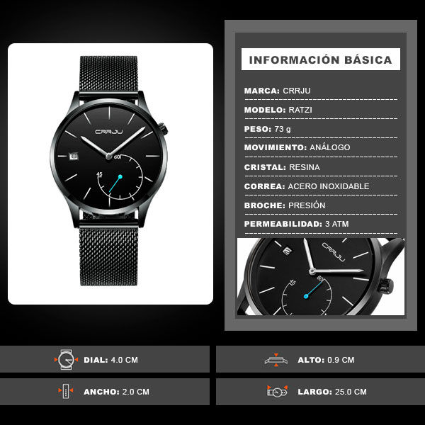 Miniatura: Reloj Análogo Ratzi Negro