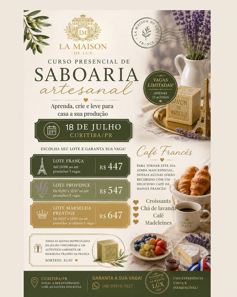 Curso de Saboaria Artesanal com @lamaisondeluxsaboaria