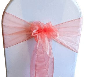 coral organza chair sashes ribbons sachs hire ipswich qld wedding event party hire qld