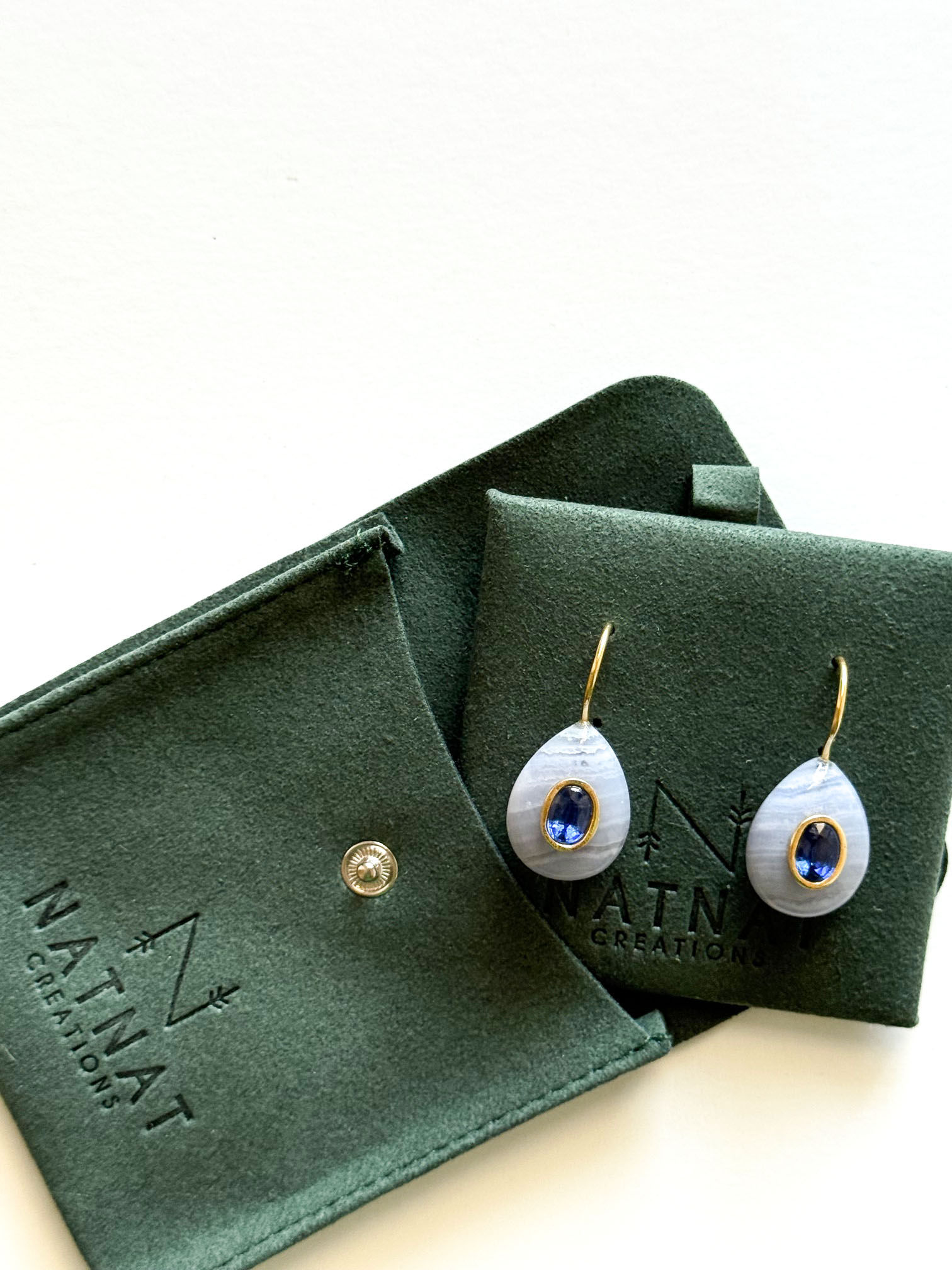 DREAMER EARRINGS ~ Blue Lace Agate/Kyanite