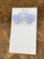 Thumbnail: COEUR EARRINGS ~ Blue Lace Agate Heart Studs