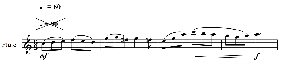 Compound time signature: The tempo marking for a compound time signature should always be set to a dotted quarter note (or an eighth note, if the tempo is slow), never to a standard quarter note!