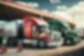 Fusion_Design_red_and_green_semi_trucks_at_a_truck_stop_daytime_52e594f9-b16c-4719-ac49-b5