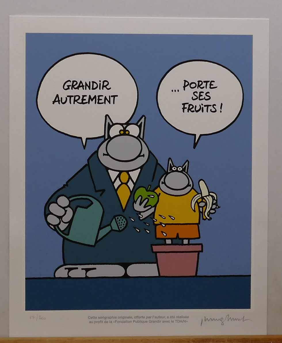 Geluck Chat - Grandir autrement serigraphie signee