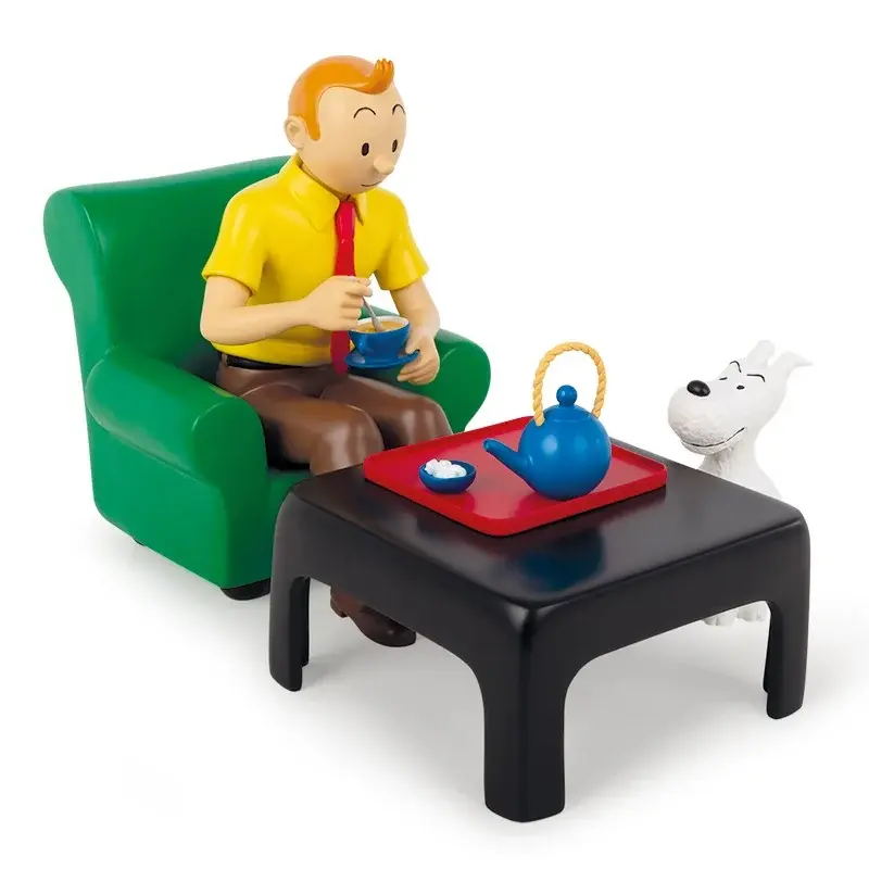 Tintin prenant le Thé - Tintin Moulinsart Résine